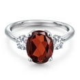 thumbnail image 3 of Gem Stone King 3.30 Ct Oval Red Garnet White Created Sapphire 925 Sterling Silver Ring, 3 of 6