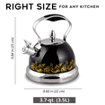 thumbnail image 2 of HausRoland Stainless Steel Whistling Kettle 3.7 Qt (3.5 L) Stovetop Kettle with Ergonomic Handle Tea Kettle for Stove Top, Black, 2 of 8