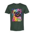 thumbnail image 3 of Funny Neon Pug | Dean Russo Art Animal Lover Mens Premium Tri Blend T-Shirt, Forest Green, Small, 3 of 6