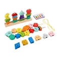 thumbnail image 2 of Juego de juguetes de secuenciación de perlas de madera, bloques apilables, juegos interactivos, clasificación de colores, juguetes educativos temprano, 2 of 9