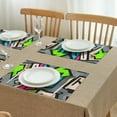 thumbnail image 3 of 4 Pieces Place Mat Linen Durable Table Mats Abstract Geometric Stripe Clolorful Placemats for Party Kitchen Dining Decoration, 3 of 7