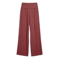 thumbnail image 5 of RQYYD Women's Wide Waistband Wide Leg Pants with Elastic Waist Casual Linen Blend Trousers for Outings, 5 of 6