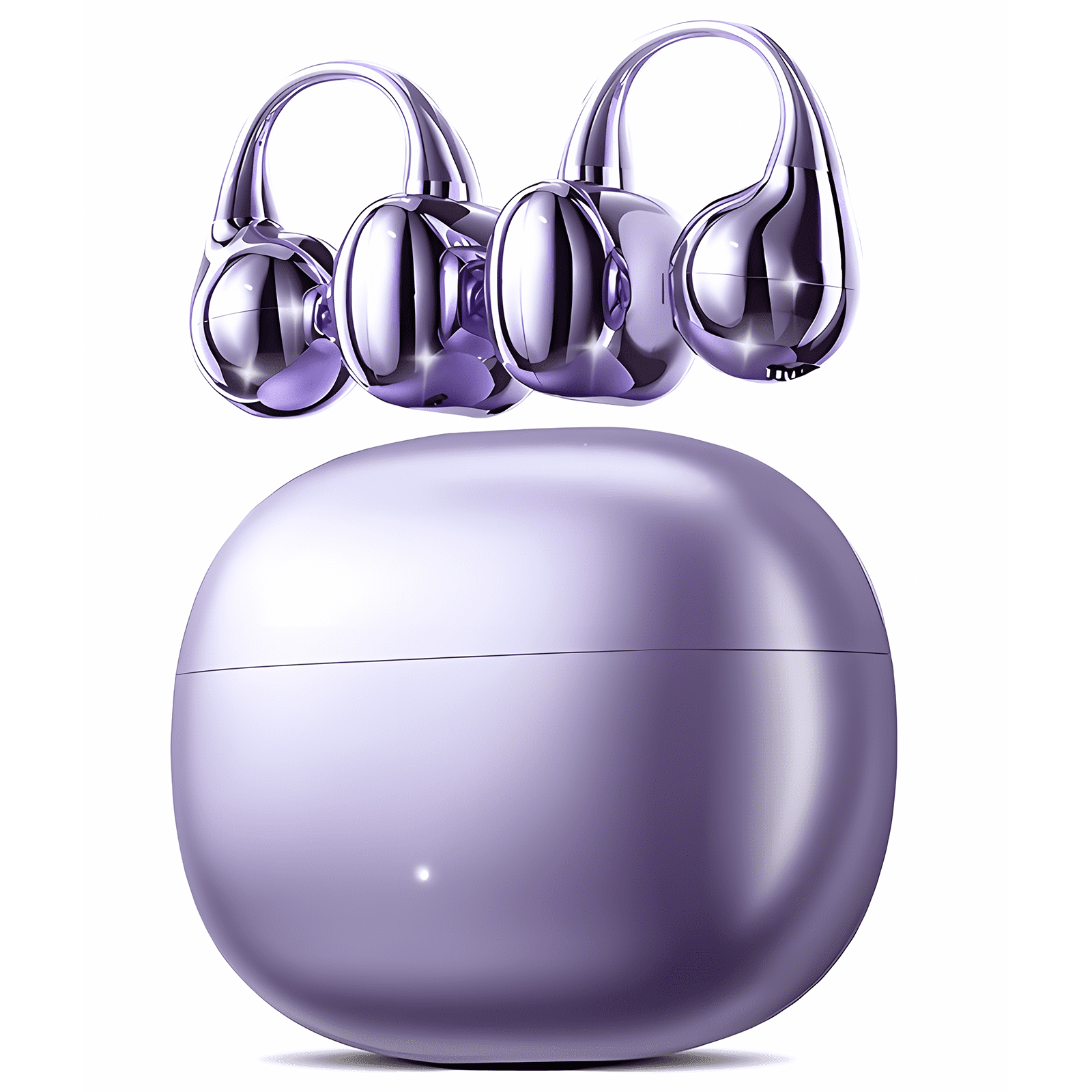 CHENRUIDA Open Ear Earbuds, Wireless Earbuds, Bluetooth Headphones with Mic, Adaptive Noise Cancelling Calls, Bluetooth 5.4, 50H Playtime, Light Weight, Clip On Earbuds for Workout/Running (Purple)