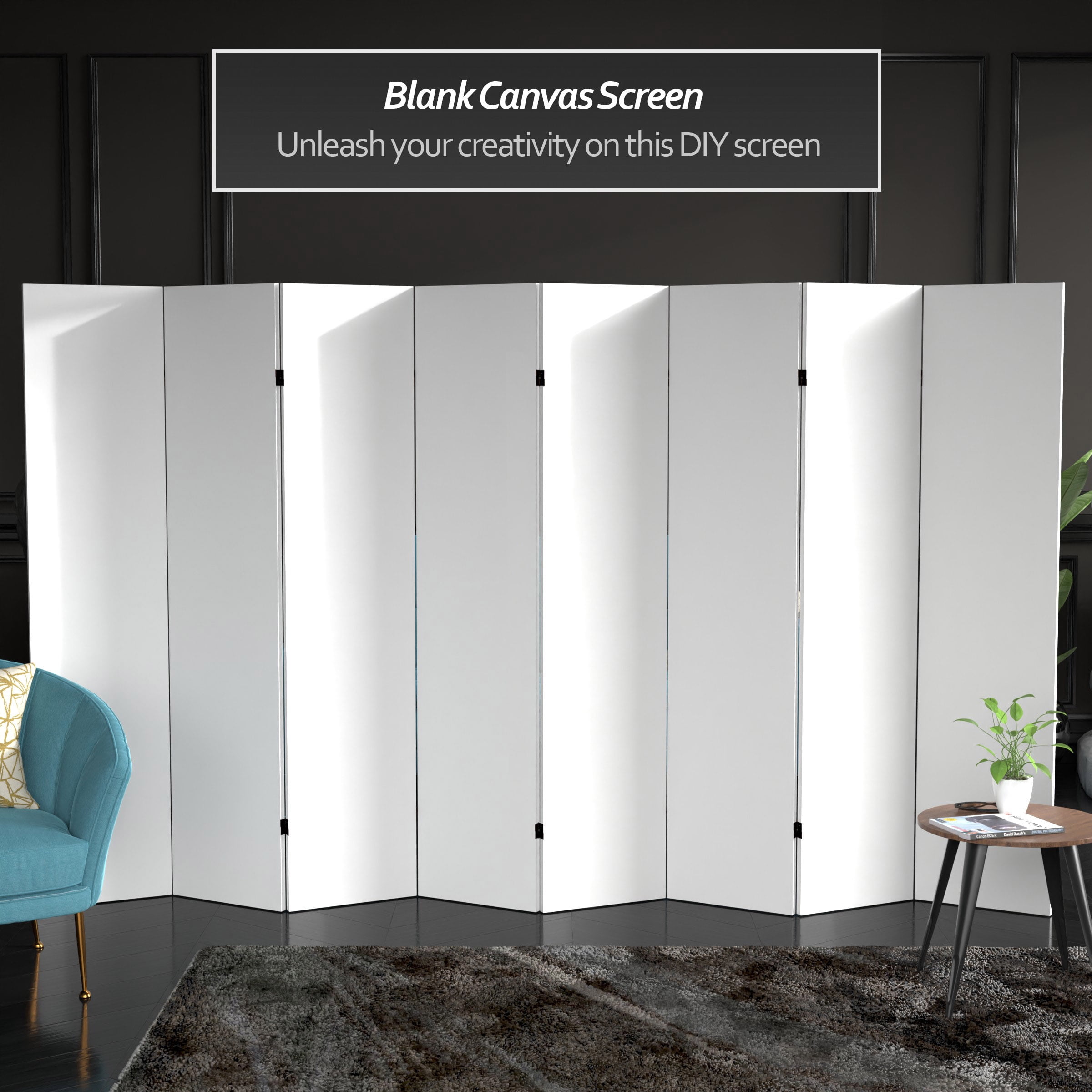 6 ft. Tall Do It Yourself Painter's Canvas Screen Room Divider 8 Panel