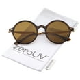 thumbnail image 1 of zeroUV Unisex Retro Thin Frame Slim Metal Temples Flat Lens P3 Round Sunglasses 43mm (Tortoise-Gold / Brown) - 43mm, 1 of 5