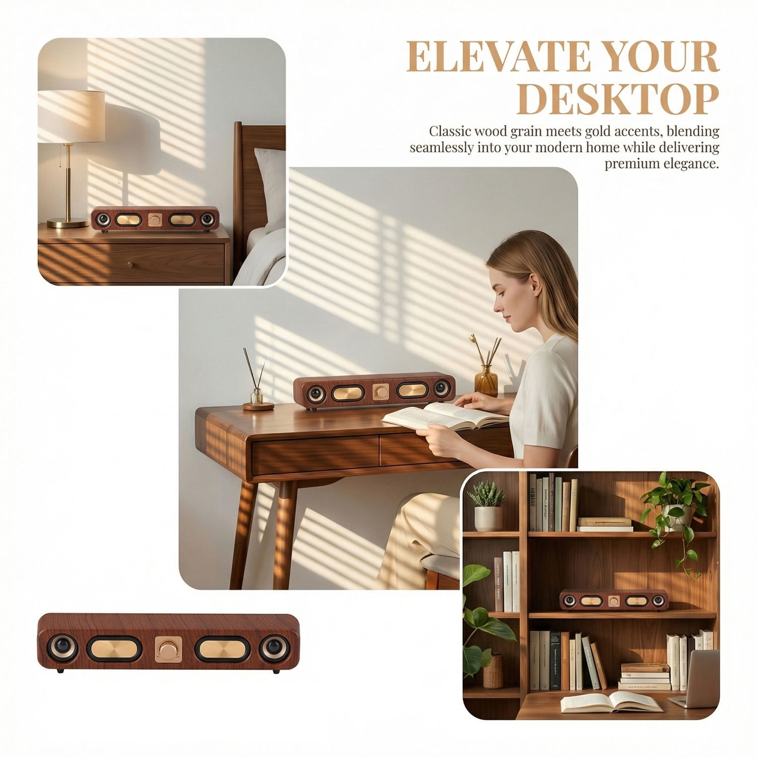 RIDWIND Retro Wood Bluetooth Speaker, Portable Mini Wireless Speaker, Vintage Wooden Speaker with 10W Stereo Sound, Perfect for Cafes, Restaurants, Vintage Cloth Stores, Bedroom,Brown