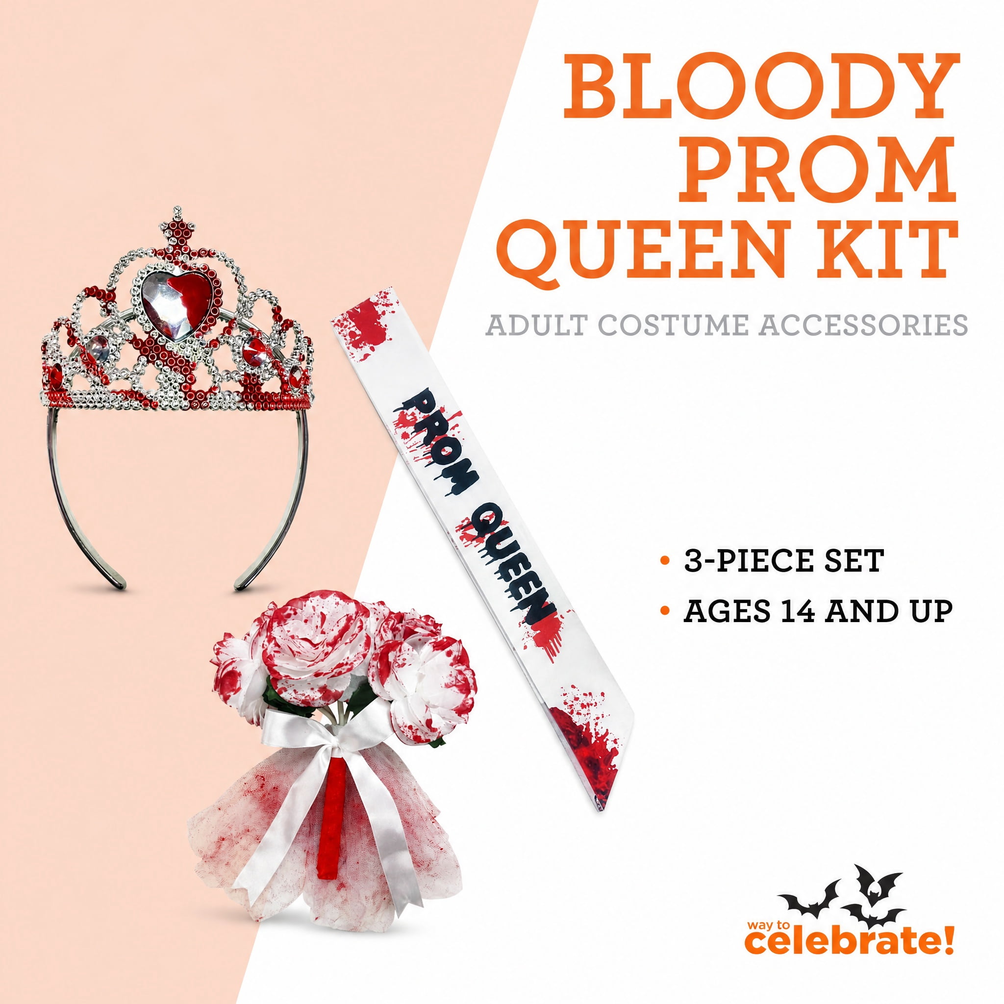 Bloody Prom Queen Costume Accessory Kit for Adults, 3 Pieces, Halloween by Way To Celebrate