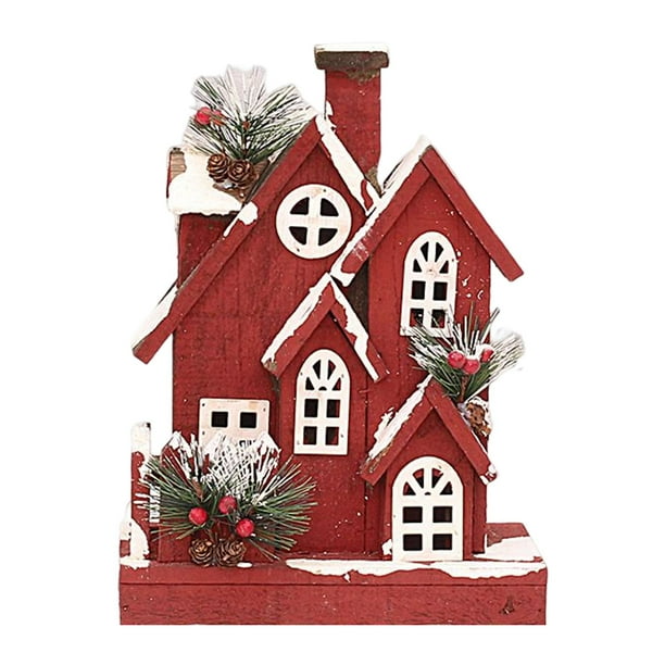 Casa Edificios de luces LED de Navidad, de mesa en miniatura Casa Figuras de Navidad Decoración para vacaciones, escritorio EstiloA 24x13x33cm Sunnimix Casa de pueblo