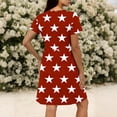 thumbnail image 5 of Gamivast Dresses for Women Short Sleeve V-Neck Babydoll Mini Dress Star Print A-Line Swing Sundress Casual Summer Holiday Vacation Cute Dress Red XXL, 5 of 7