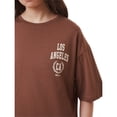 thumbnail image 3 of Ambar Women's La Logo Relaxed Fit T-Shirt, Brown,S - US, 3 of 4