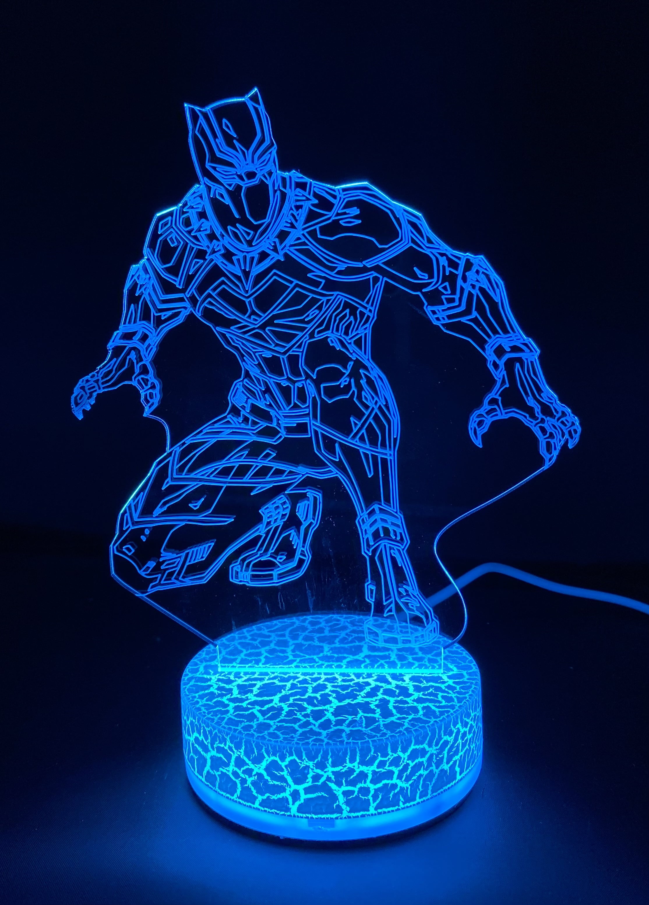 Black Panther 3D Night Light Color Changing Illusion Lamp for Children Kids Gift Christmas Birthday Best Gifts