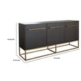 thumbnail image 5 of Benjara Ceny Sideboard Buffet Cabinet w 3 Doors- 71" Gray Oak Mango Wood, 5 of 5