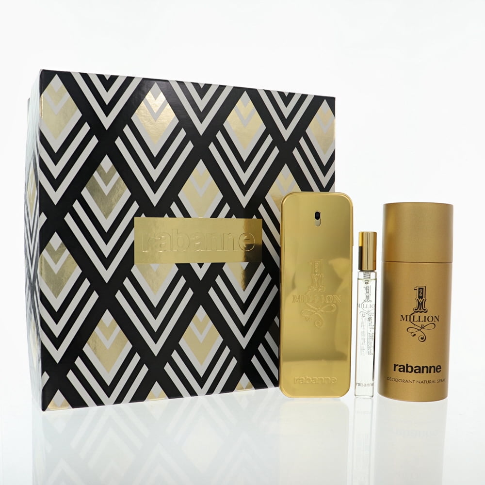 1 Million for Men by Paco Rabanne 3.4 oz EDT 3 Pc Travel Set