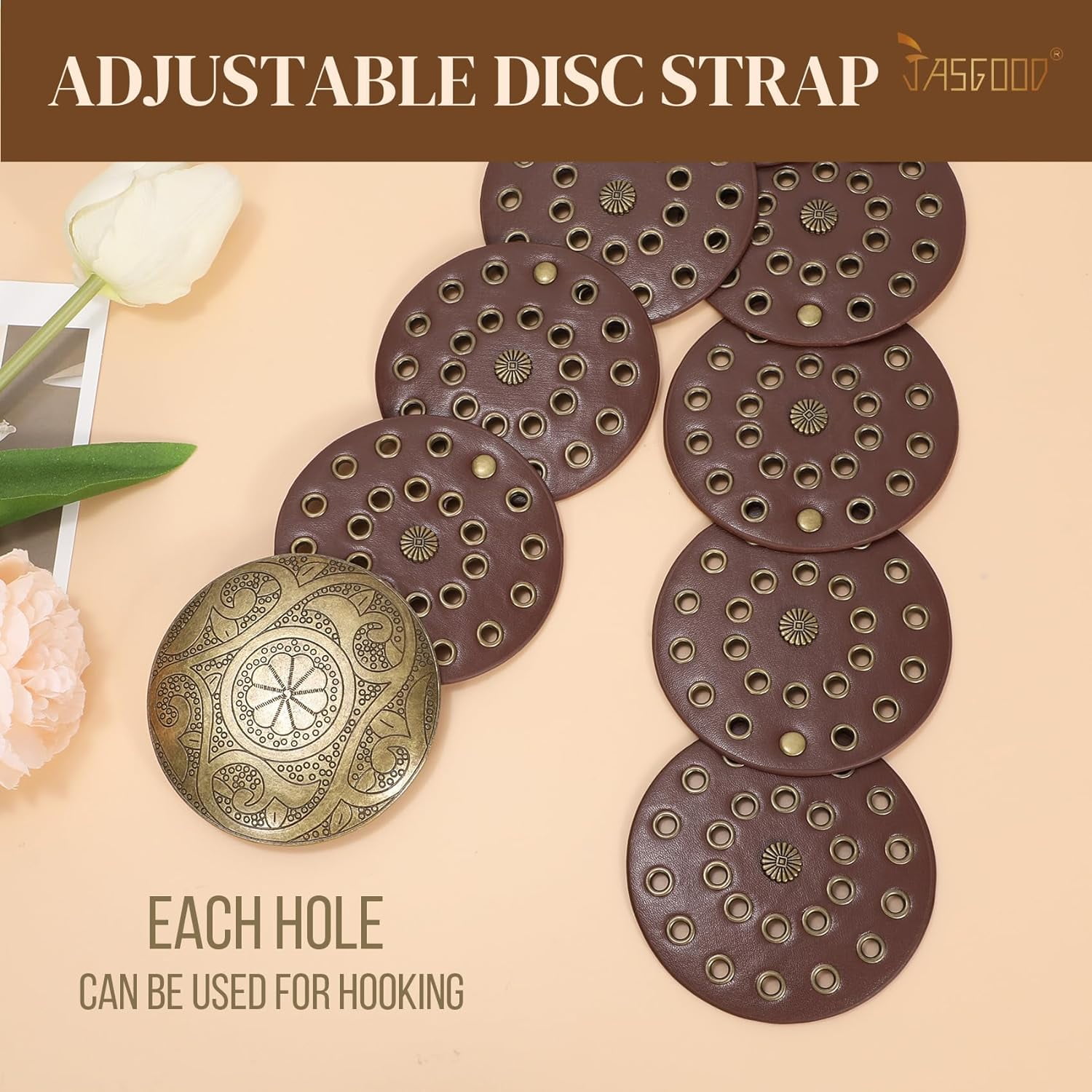 Western Belts for Women Wide Hollow Disc Leather Belt 