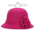 thumbnail image 6 of Visland Women Cloche Bucket Hat, Vintage Fashion Elegant Solid Color Flower Decor Soft Woolen Winter Warm Bowler Cap for Wedding Church Tea Party, 6 of 7