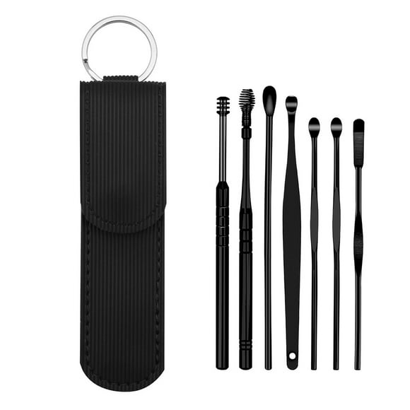 Amdohai 7PCS Ear Wax Removal Kit Ear Wax Remover Pickers Stainless Steel Earpick Ear Pick Cleaner Ear Cleaner Spoon Ear Care Cleaning Tools