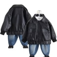 thumbnail image 2 of WOLLED Faux Leather Jacket for Kids Boys Motorcycle PU Outerwear 1-12Y Baby Fashion Coats, 2 of 10
