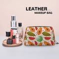 thumbnail image 4 of fruit pattern Makeup Bag, Large Capacity Travel Cosmetic Bag for Women Girls- Travel Toiletry Bag Leather Portable Waterproof Makeup Case Organizer with Handle, 4 of 4