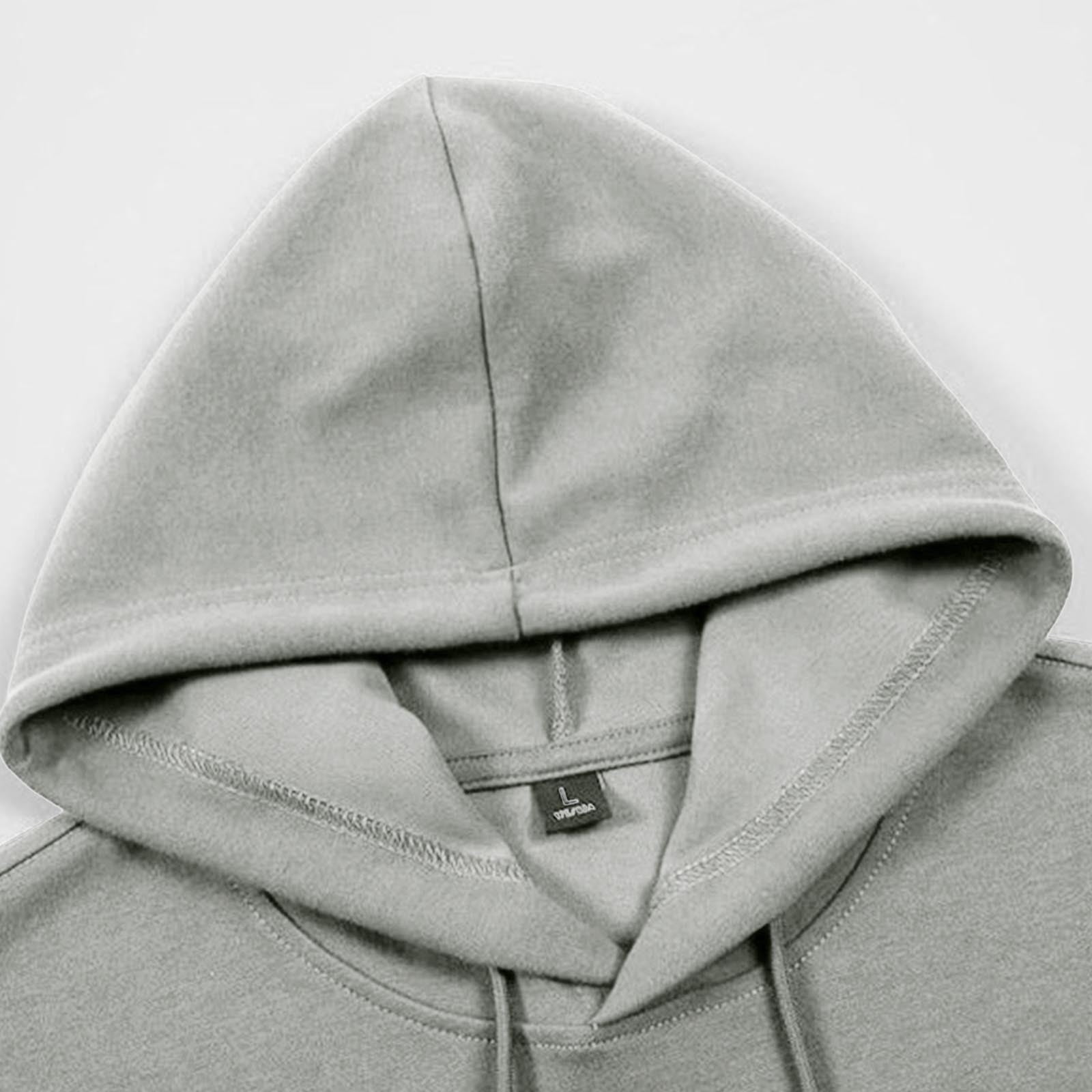 S-5X Plus Size Hoodies for Men with Front Pocket Big & Tall Fleece Lined Sweatshirts Casual Pullover Long Sleeve Solid Color Warm Hooded Tops
