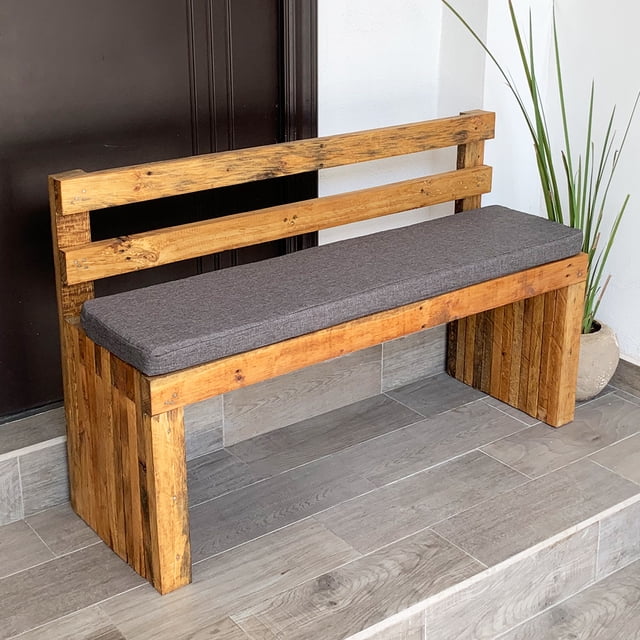 Banca de Jardín con Respaldo y Cojín para Exterior o Interior para Tres o Dos personas, Estilo Vintage De Madera Durable. D4 Moderno