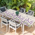 thumbnail image 2 of Botanical Lavender Floral Table Cloths for 8 Foot Rectangle Tables, Purple Flowers Butterfly Beige Patio Waterproof Elastic Fitted Tablecloths, Washable Rectangular Table Cover for Camping, 2 of 8