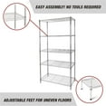thumbnail image 4 of Hyper Tough 5-Tier Wire Storage Shelves, 36"W x 16"D x 72"H, 1750 lb Load Capacity, Chrome, 4 of 10