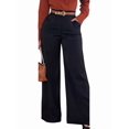 thumbnail image 3 of Women Fall Wide Leg Trousers High Elastic Waist Loose Pleated Long Flowy Palazzo Work Pants with Pockets, 3 of 8