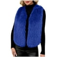 thumbnail image 6 of Dazajoo Faux Fur Vest Women Furry Open Front Sleeveless Cropped Cardigan Winter Casual V Neck Jackets,Blue,L, 6 of 9