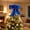 Blue#150, variant on Handmade Silver Christmas Bow Ornament, Large Fabric Ribbon Bow for Wreaths Tree Topper Garland Holiday Party Home Decor, 6.69 x 3.74 In