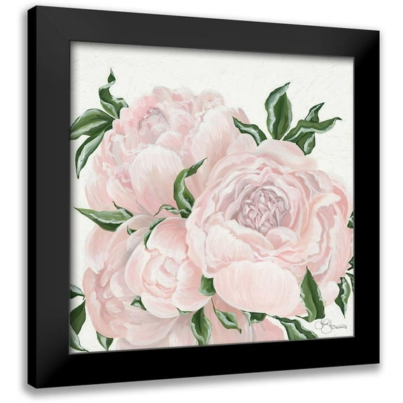 Holllihocks Art 12x12 Black Modern Framed Museum Art Print Titled - Pink Flowers