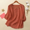 thumbnail image 6 of Breezora Women's 3/4 Sleeve Cotton Linen Set Breathable Loose Fit Outfit For Vacation Or Daily XXL Size Orange, 6 of 8