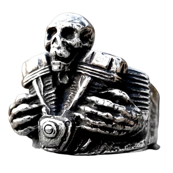 ZMY Home Stainless Steel Skull Ring with Engine Design Perfect for Motorcycle Enthusiasts (11)
