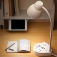 thumbnail image 1 of Lámpara de escritorio LED con puerto de carga USB, 3 modos de color, regulable, cuello flexible, cable de extensión de 59 pulgadas, color blanco, para estudio, trabajo, mesita de noche., 1 of 9