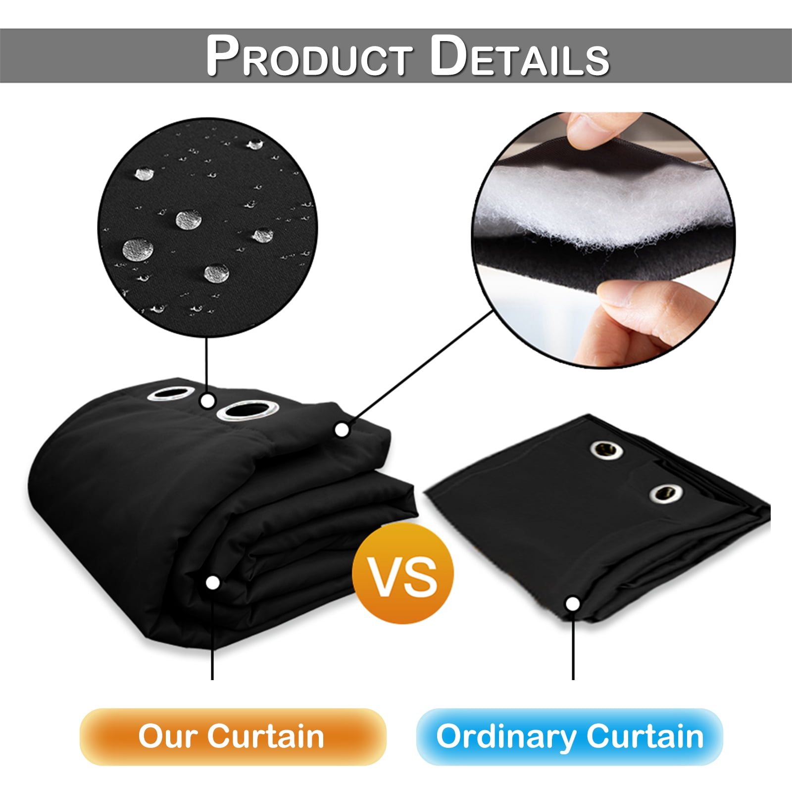 Lapalife Outdoor Curtain for Winter, 100% Blackout Waterproof Windproof Quilted Heavy Duty Curtain Cold Blocking Thermal Isolate for Living Room, Bedroom, 52"x 108", 1 Panel