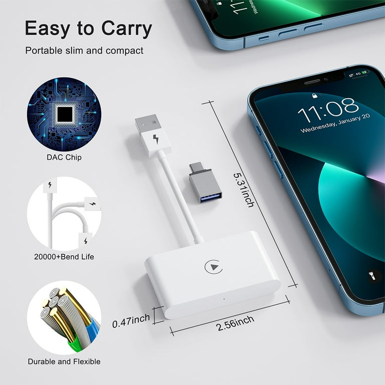 Virwir Wireless Apple Carplay Adapter, for Iphone Factory Wired Apple CarPlay Car Plug-and-Play (Please Check If It Fits Your Car Before Buying!!!!) Virwir Wireless Apple Carplay Adapter, for Iphone Factory Wired Apple CarPlay Car Plug-and-Play (Please Check If It Fits Your Car Before Buying!!!!)