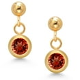 thumbnail image 2 of Gem Stone King 14k Yellow Gold Red Garnet Dangle Earrings for Women (0.74 Cttw, Gemstone January Birthstone, Round 4MM), 2 of 4
