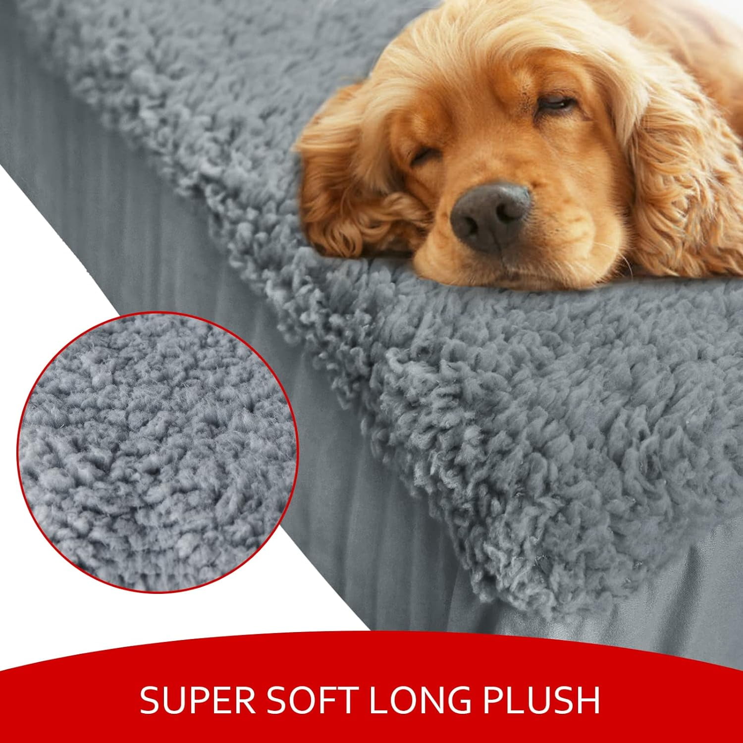 Dog Bed Covers Soft Plush Replacement Washable, Waterproof Dog Bed Liner Grey, Pet Mattress Cover 30x20 Inches, Cover Only