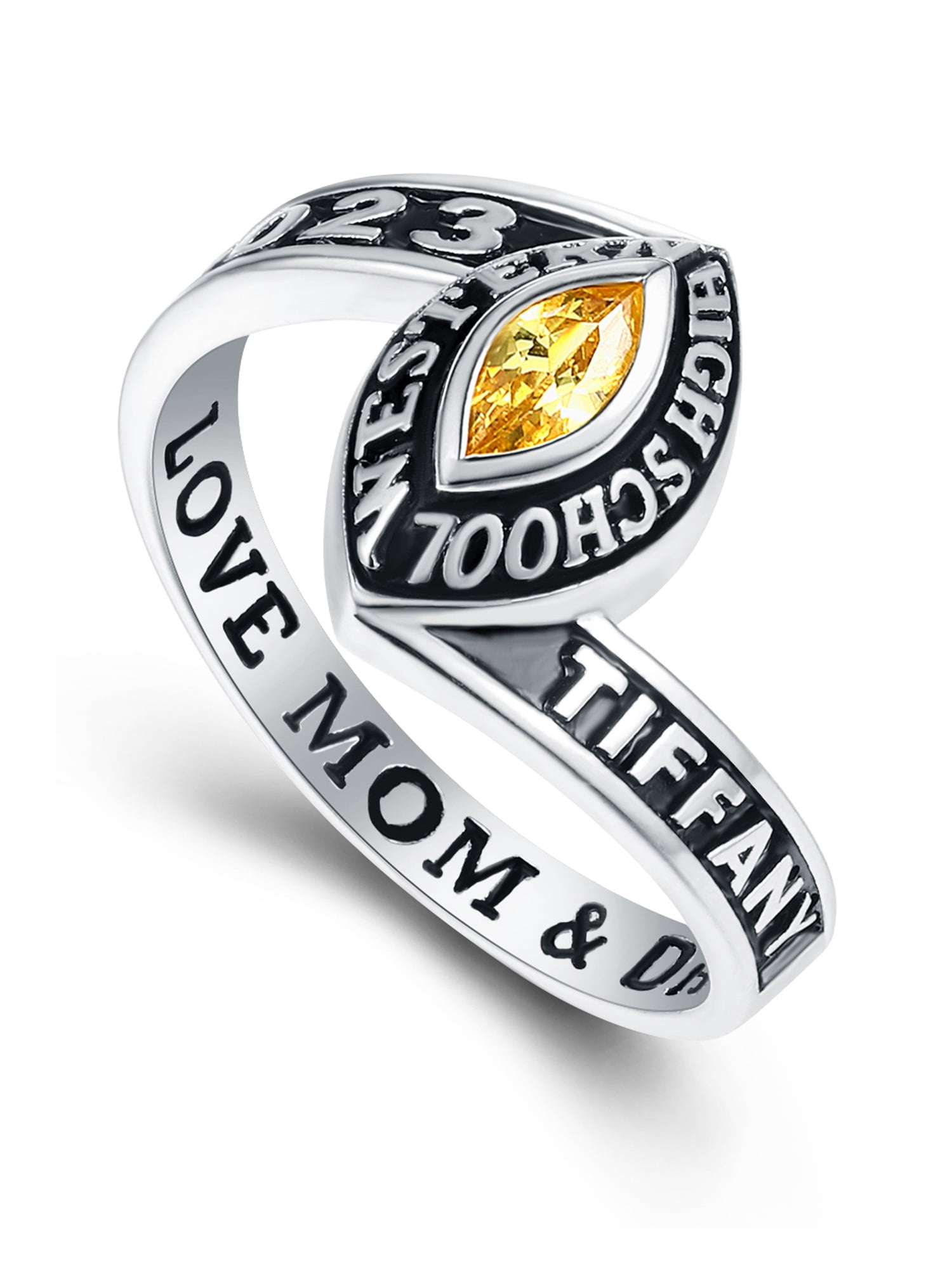 Mementos Jewelry by PJM Customized Sterling Silver Class Rings for Women High School or College