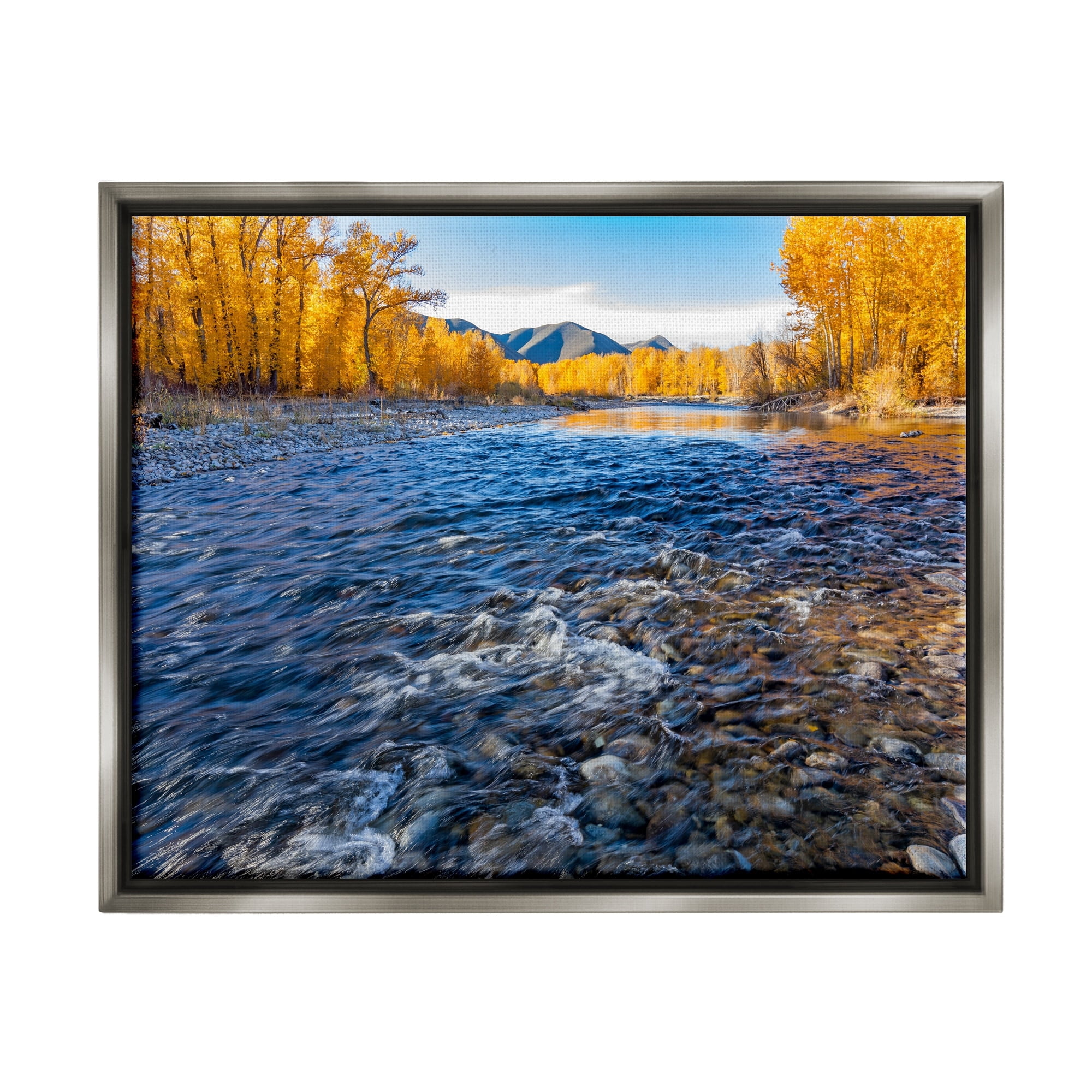 Stupell Industries Serene Babbling Brook Foliage Surrounding Lake Water Photograph Luster Gray Floating Framed Canvas Print Wall Art, Design by Steve Smith