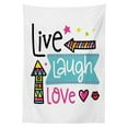 thumbnail image 3 of Ambesonne Live Laugh Love Tablecloth Rectangular Table Cover, Kisses Hearts, 60"x84", Multicolor, 3 of 4