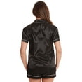 thumbnail image 2 of Just Love Solid Satin Pajama Short Set for Women Sleepwear PJs (Black / Ivory, Small), 2 of 2