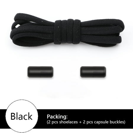 

Colored Round Shoelaces Elastic For Sneakers Matte metal Lock No tie Shoe Laces Convenient And Fast On And Off Lazy Shoelace Black 100cm