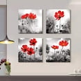 thumbnail image 2 of Wall art 4Panel Modern Salon Theme Black and White Plant The red flower Flower Abstract Painting Still Life Canvas Wall Art for Home Decor Flower Canvas Print Wall Art Painting For Living Room Decor, 2 of 6