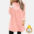 thumbnail image 5 of qolati Fleece Hoodies for Women Sherpa Lined Fall Winter Warm Hooded Sweater Oversized Tunic Pullover Tops with Pockets Pink M, 5 of 5