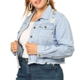 thumbnail image 1 of GRACE & GRANDEUR Women's Plus Size Washed Distressed Cropped Denim Jackets, 1 of 6