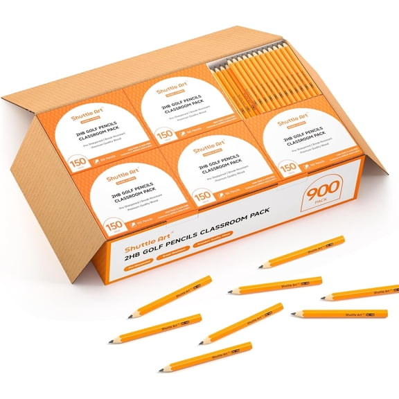 Shuttle Art 900 Pack #2 HB Golf Pencils, Wood-cased 3.5” Mini Pencils Bulk, Pre-sharpened Small Pencil for  Writing Marking Sketching