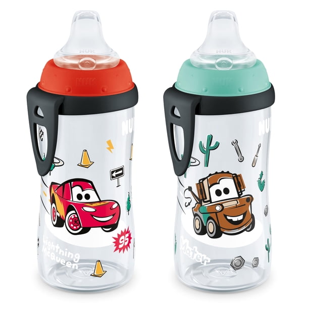 Vaso para sorber NUK Active, 300 ml, paquete de 2 unidades, Disney Cars Lightning McQueen