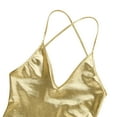 thumbnail image 6 of Aiihoo Womens Shiny Metallic One Piece Camisole Teddy Bodysuit Dance Leotard Thongs Bikini Gold M, 6 of 6