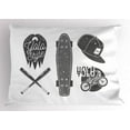 thumbnail image 2 of Ambesonne YOLO Pillow Sham, Baseball Bat Skateboard, 36" X 20", Charcoal Grey and White, 2 of 2
