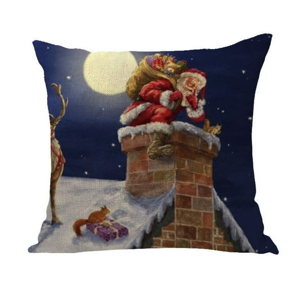 Yidarton Sofa Cushion Cover Christmas Series Pillowcase Cute Fun Elk Santa Pattern Pillow Case